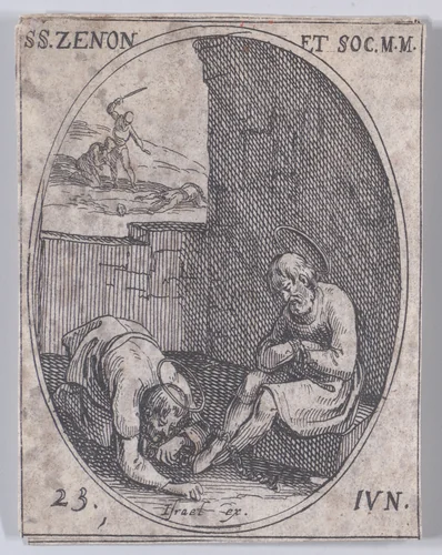 S. Zenon et Ses Compagnons (St. Zeno and His Companions), June 23rd, from "Les Images De Tous Les Saincts et Saintes de L'Année" (Images of All of the Saints and Religious Events of the Year) by Jacques Callot, print, 1636