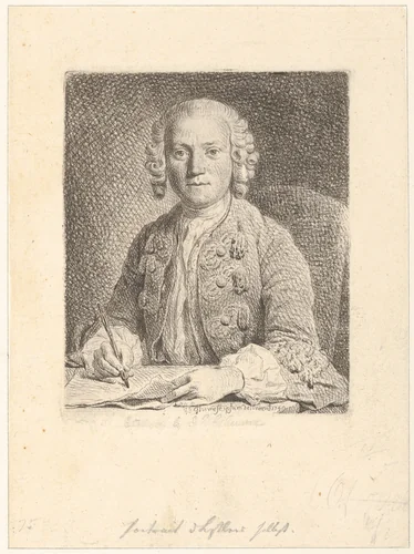 Self-Portrait by Johann Gottlieb Glume, print, 1740