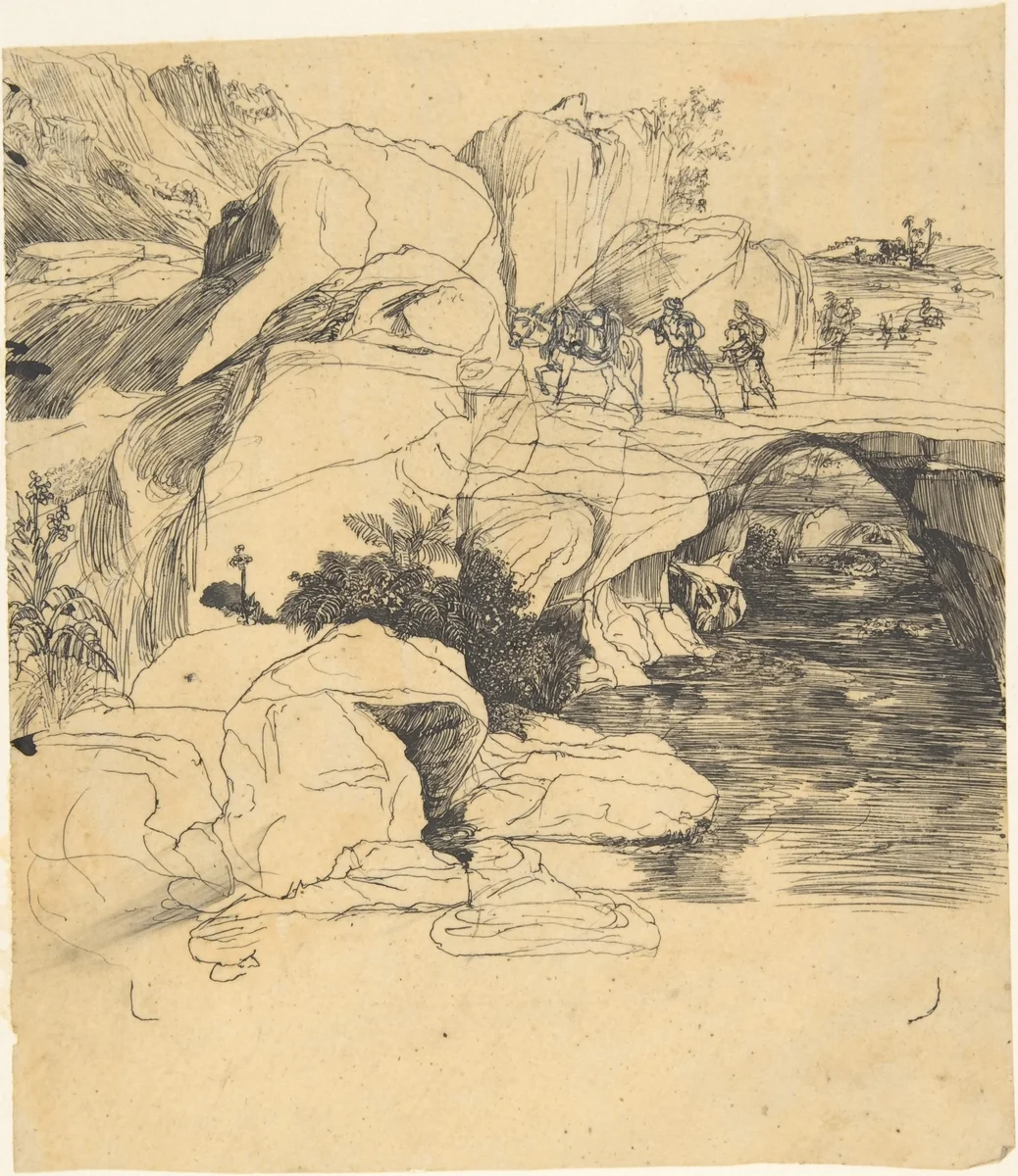 The Mountain Stream by Rodolphe Bresdin, drawing, 1822-1885