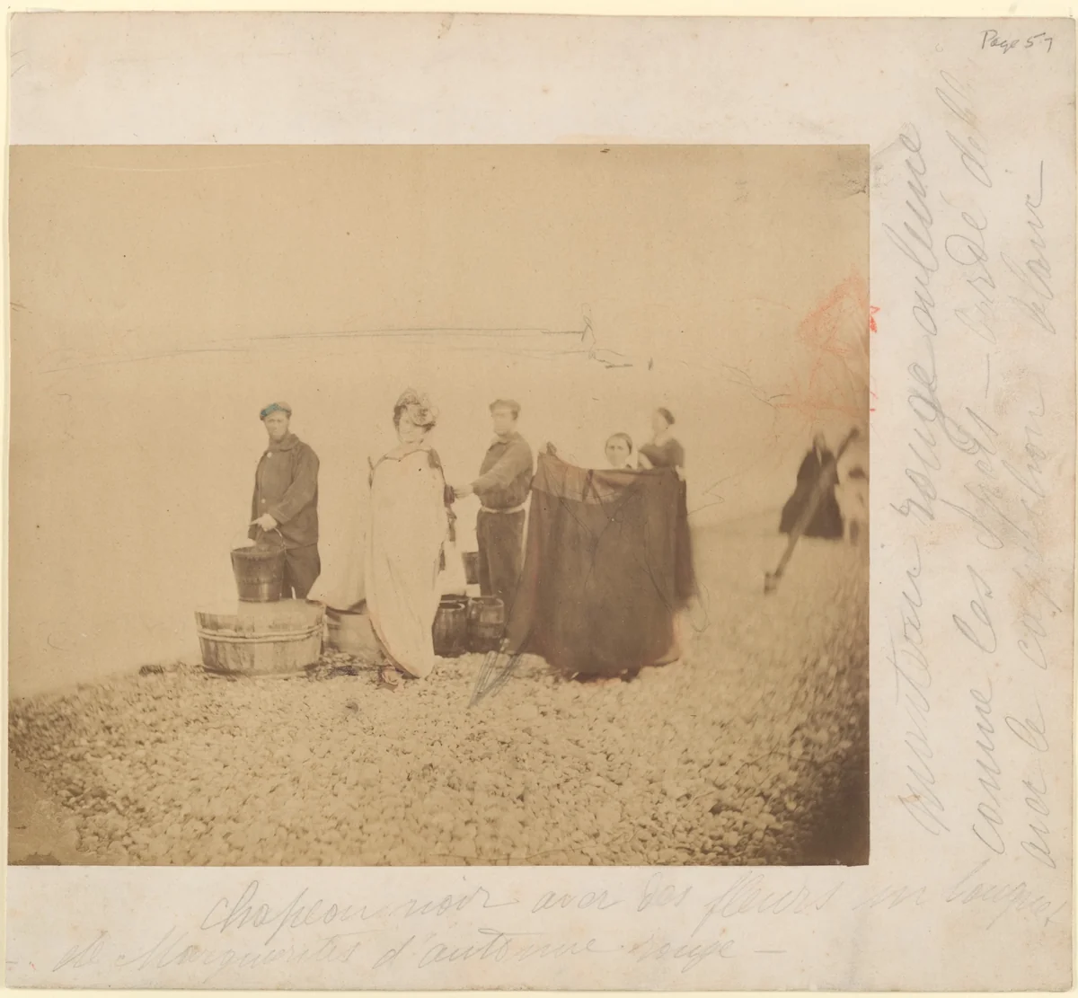 [La Comtesse with Group on a Rocky Beach] by Pierre-Louis Pierson, photograph, 1860-1869
