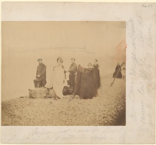 [La Comtesse with Group on a Rocky Beach] by Pierre-Louis Pierson, photograph, 1860-1869