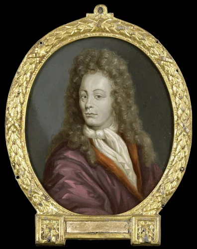 Portrait of Tobias Gutberleth, Man of Letters in Leeuwarden by Arnoud van Halen, painting, 1700-1732