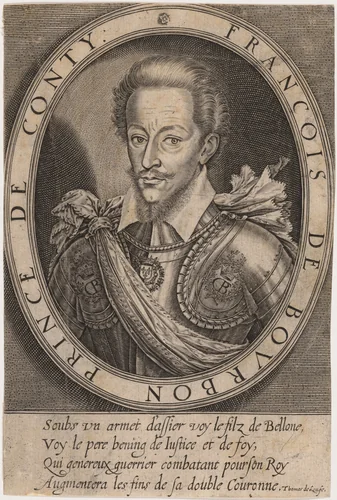 Francois de Bourbon, First Prince of Conti, son of Louis I by Thomas de Leu, print, 1560-1620