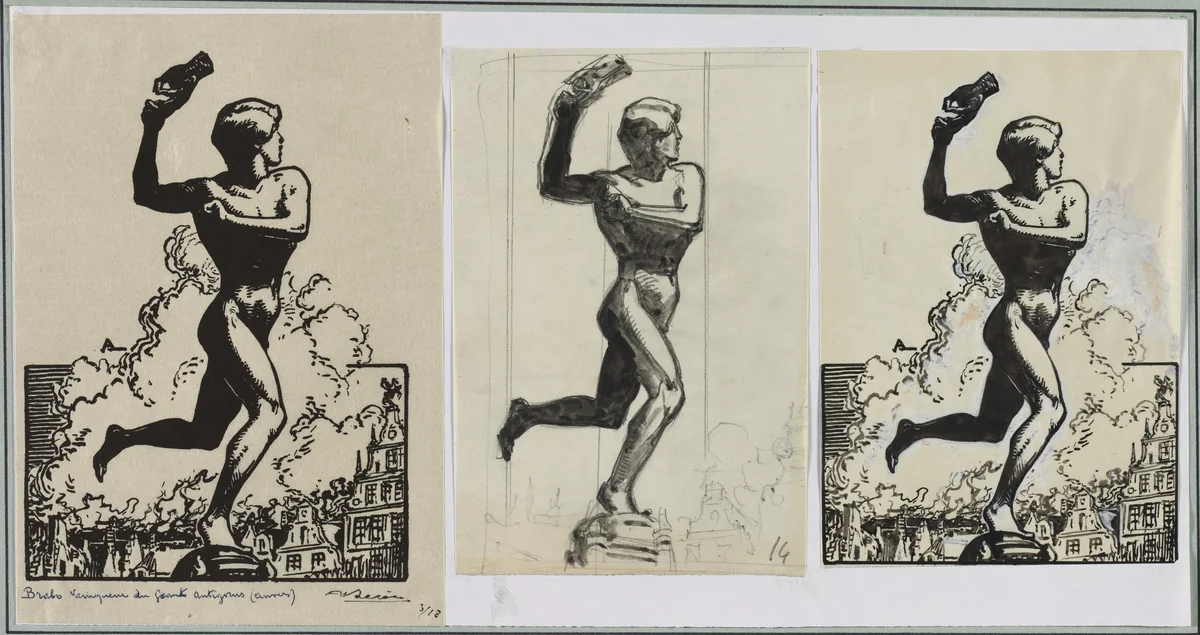 Brado, Vainqueur du géants Antigoras by Auguste Louis Lepère, drawing, 1914