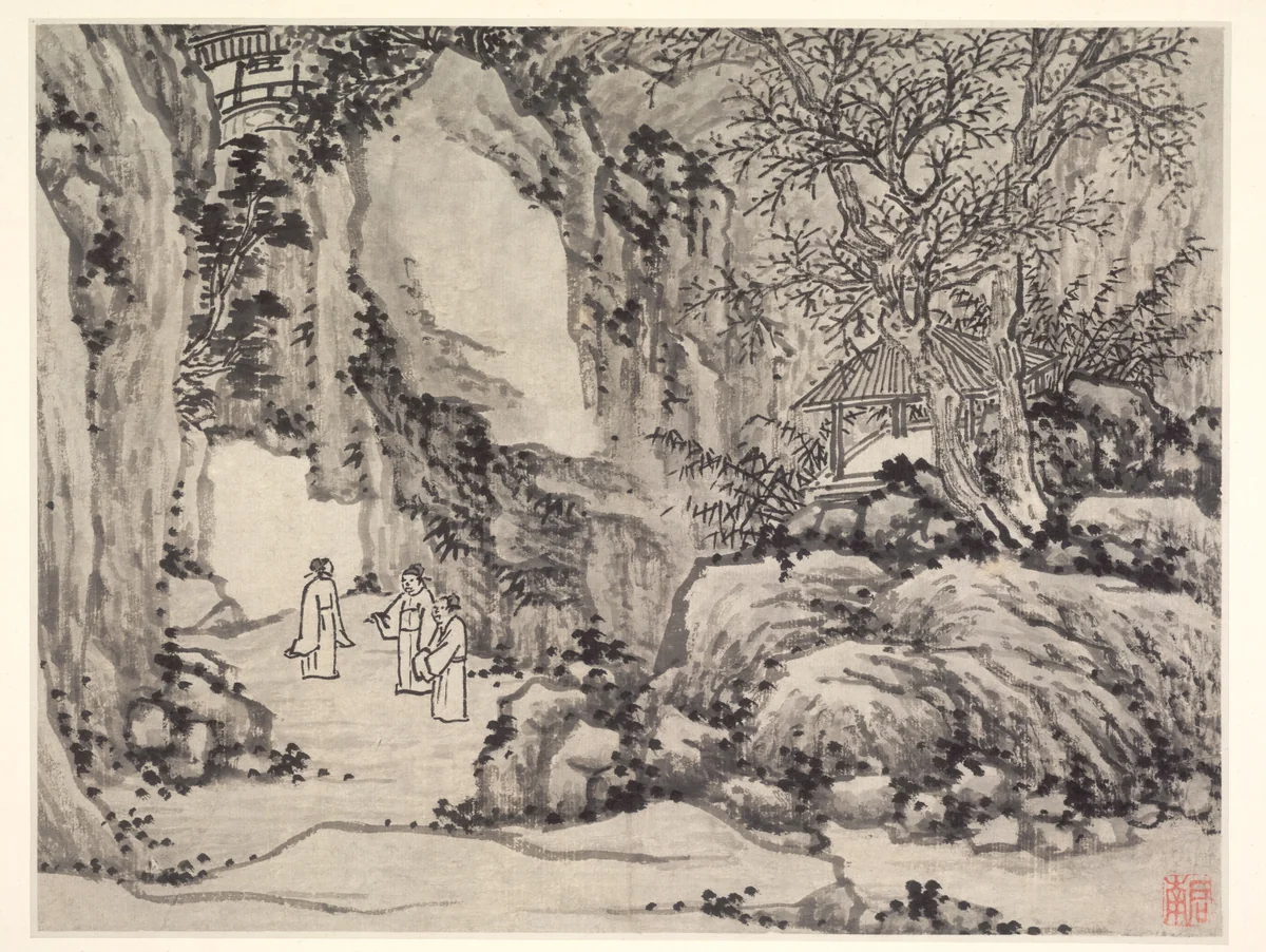 The Sword Spring, Tiger Hill, from Twelve Views of Tiger Hill, Suzhou by Shen Zhou (沈周), painting, 1491-1509