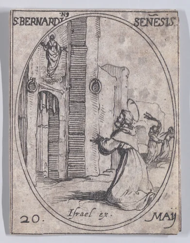 S. Bernadin, de Sienne (St. Bernardine of Siena), May 20th, from "Les Images De Tous Les Saincts et Saintes de L'Année" (Images of All of the Saints and Religious Events of the Year) by Jacques Callot, print, 1636