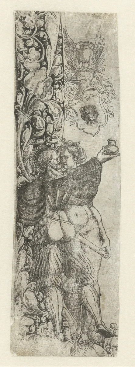 Soldaat en een jonge naakte vrouw by Unknown, print, 1510-1552