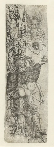Soldaat en een jonge naakte vrouw by Unknown, print, 1510-1552