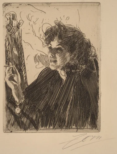 Girl with a Cigarette II by Anders Zorn, print, 1891