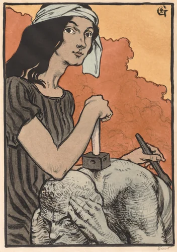 Sculptress by Eugène Grasset, print, 1897