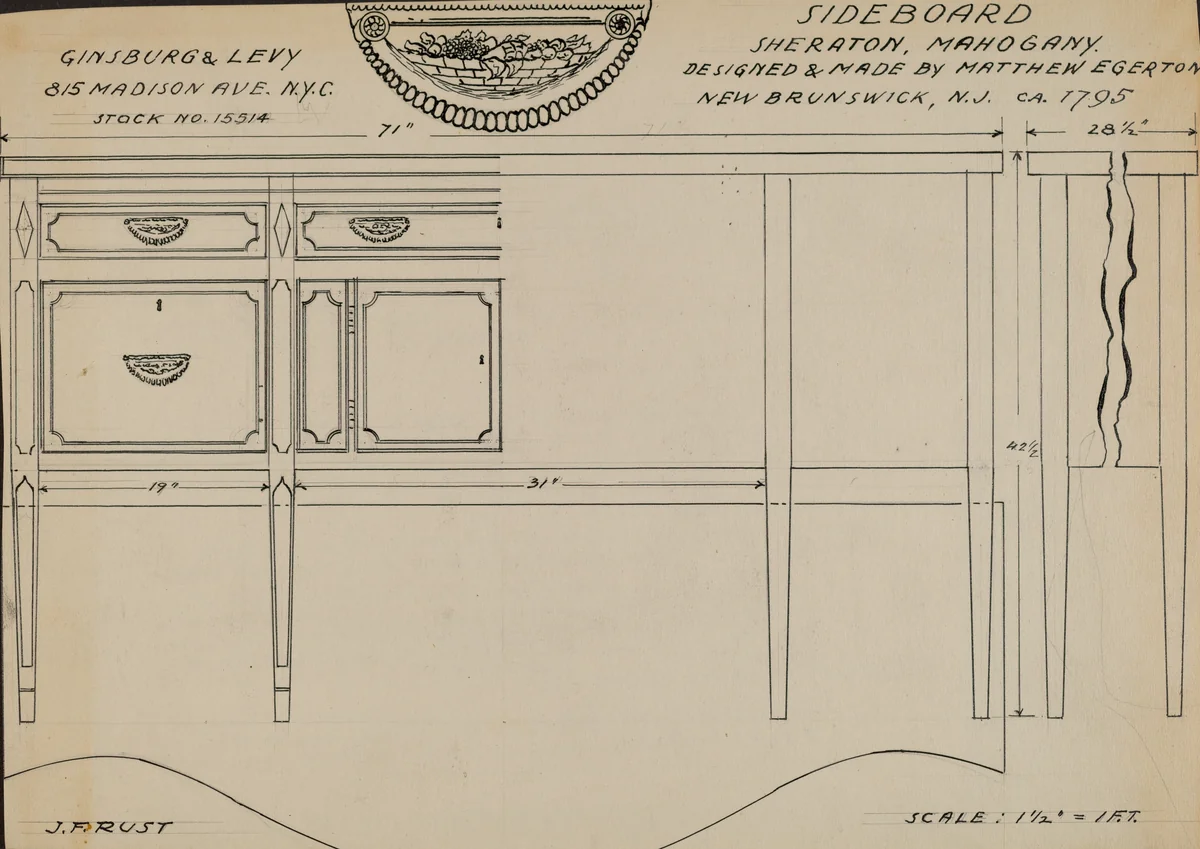 Sideboard by J.F. Rust, index of american design, 1935-1942