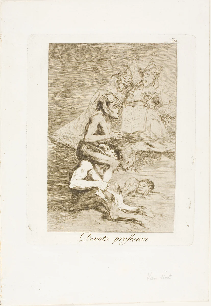Devout profession, plate 70 from Los Caprichos by Francisco José de Goya, print, 1797-1799