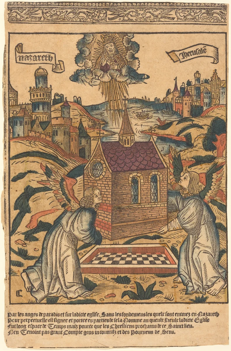 The Transportation of the Holy House of Loreto by French 15th Century, print, 1494