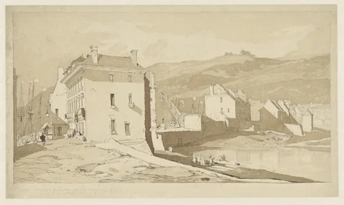 Binnenhaven en kade te Fécamp by John Sell Cotman, drawing, 1818