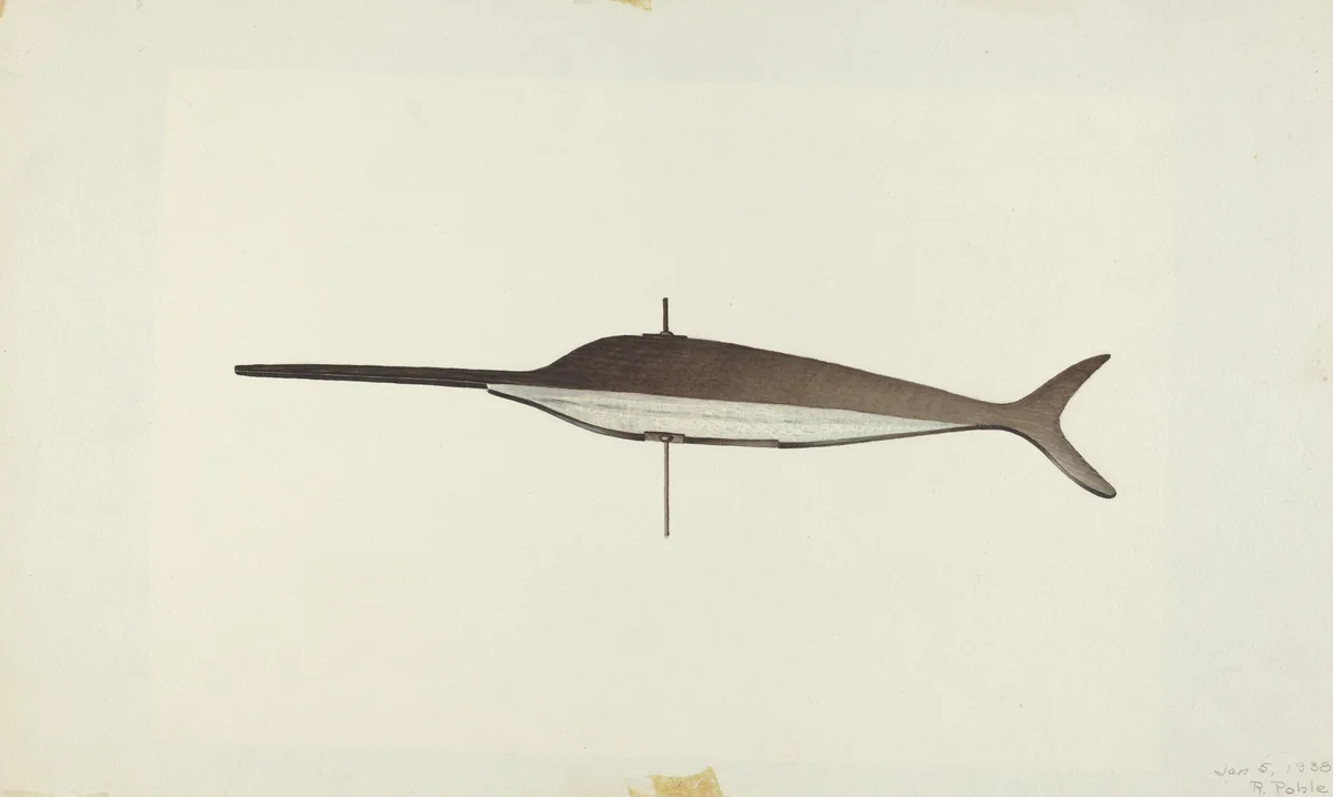 Swordfish Weather Vane by Robert Pohle, index of american design, 1938