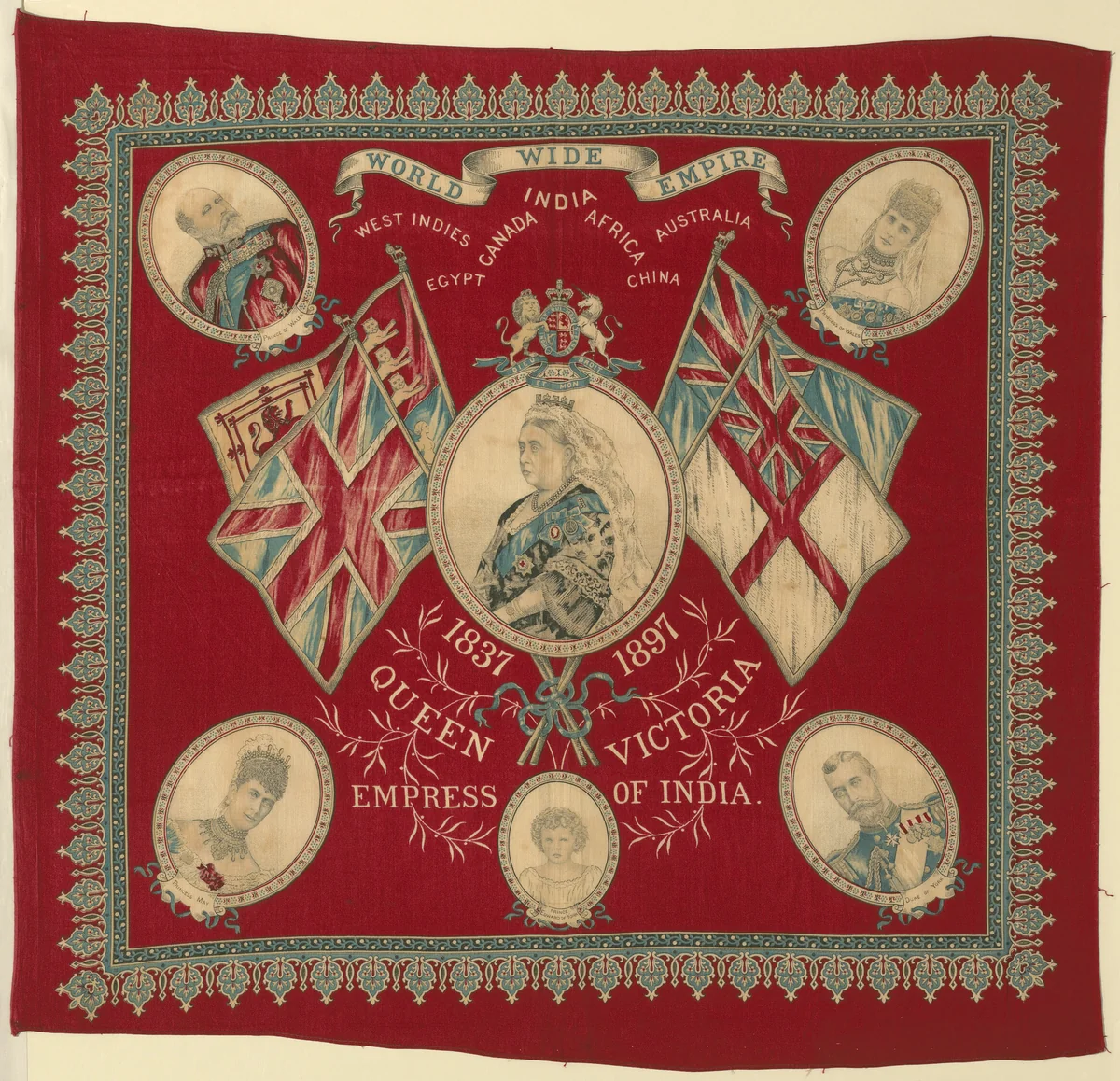 Handkerchief by England, textile, 1892-1902