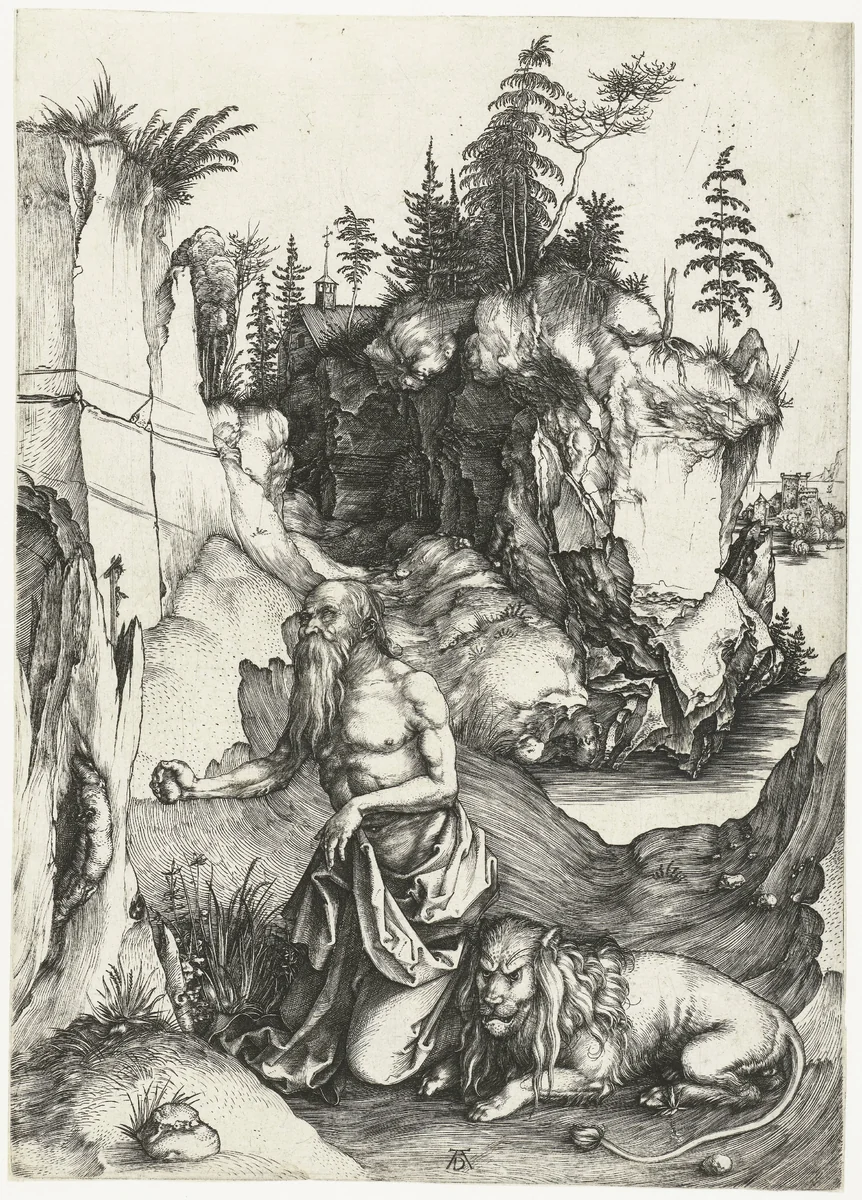 De Heilige Hiëronymus in de wildernis by Unknown, print, 1494-1498