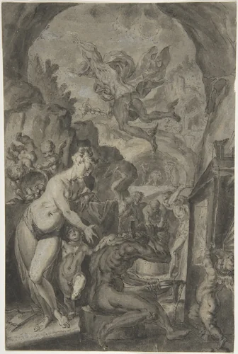 Venus in the Forge of Vulcan by anonymous, drawing, 1600-1610