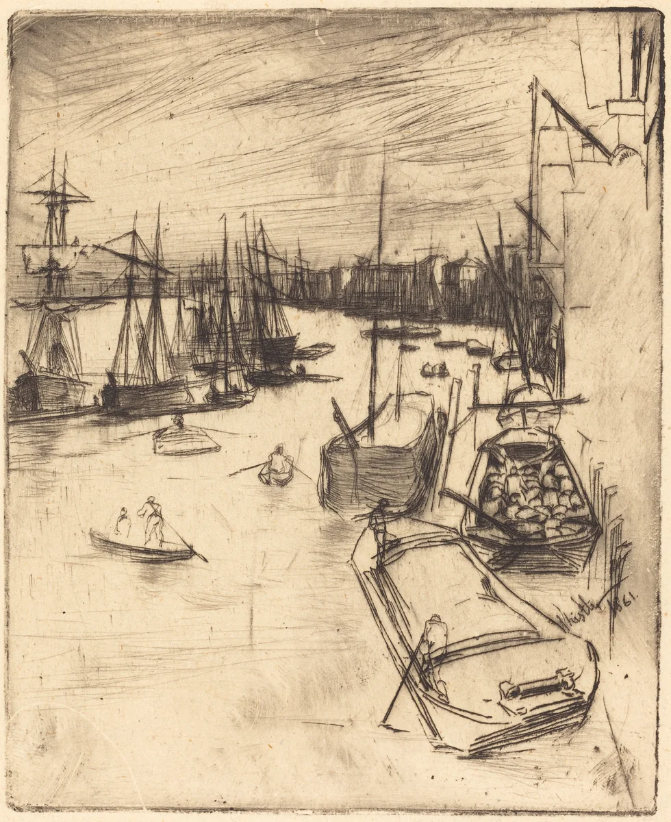 The Little Rotherhithe by James McNeill Whistler, print, 1861