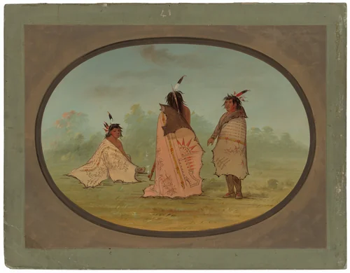Three Blackfoot Men by George Catlin, painting, 1855-1869