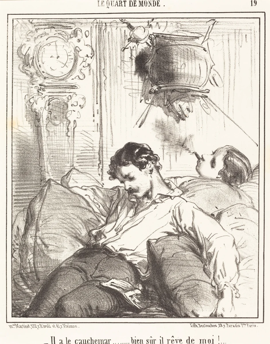 Il a le cauchemar... by Edouard de Beaumont, print, 1821