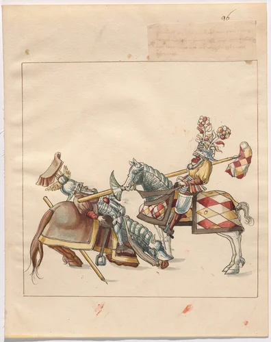 Mock Joust of War with Flying Shields and Without Bevors by German 16th Century, drawing, 1515