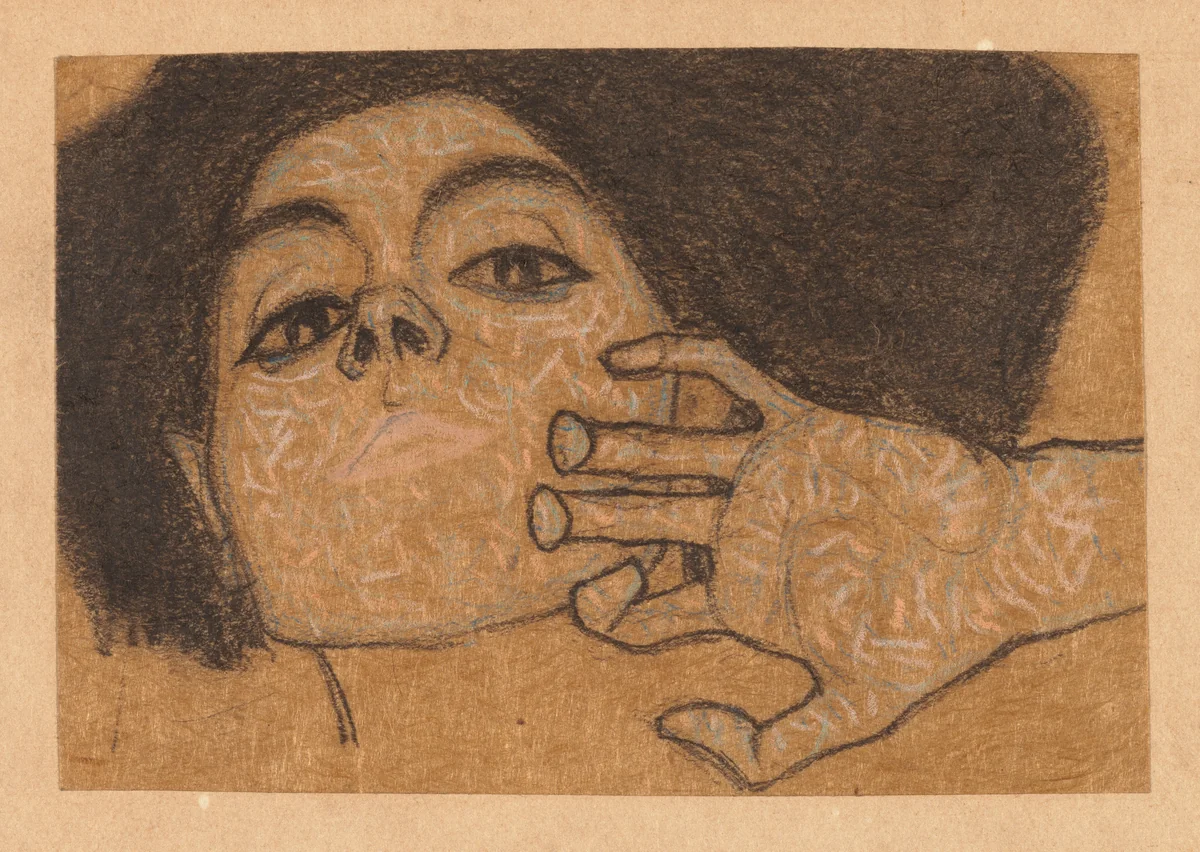 Head of a Woman by Egon Schiele, drawing, 1908