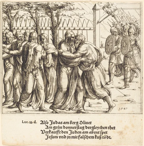 The Kiss of Judas by Augustin Hirschvogel, print, 1503-1553