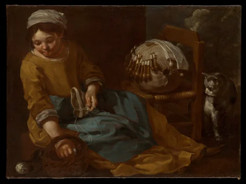 The Lacemaker by Bernhard Keil, painting, 1660-1670