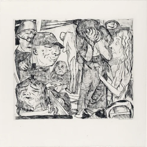 Madhouse (Irrenhaus) from Faces (Gesichter) by Max Beckmann, print, 1918