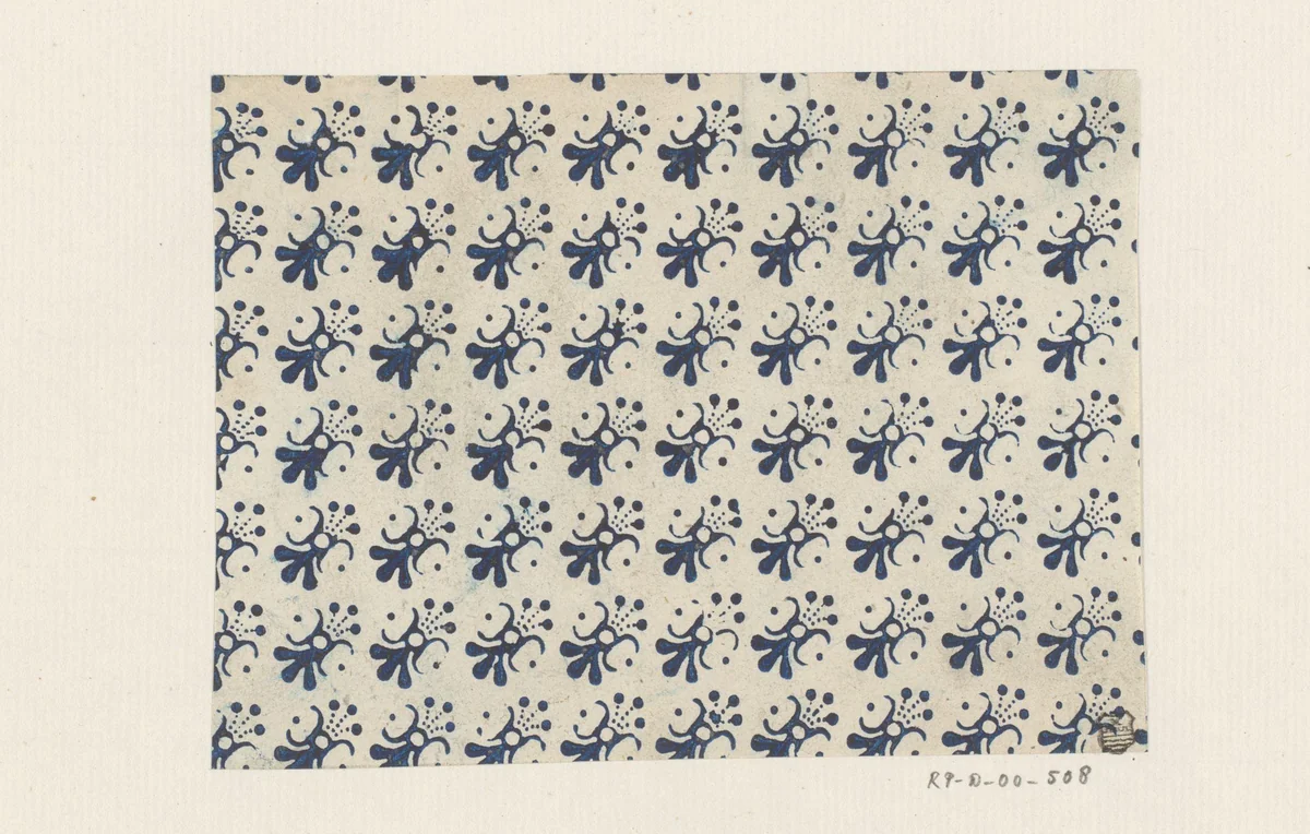 Blad met strooipatroon van bloemmotief by anonymous, print, 1800-1900
