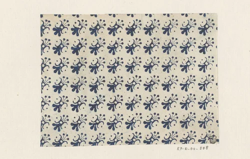 Blad met strooipatroon van bloemmotief by anonymous, print, 1800-1900