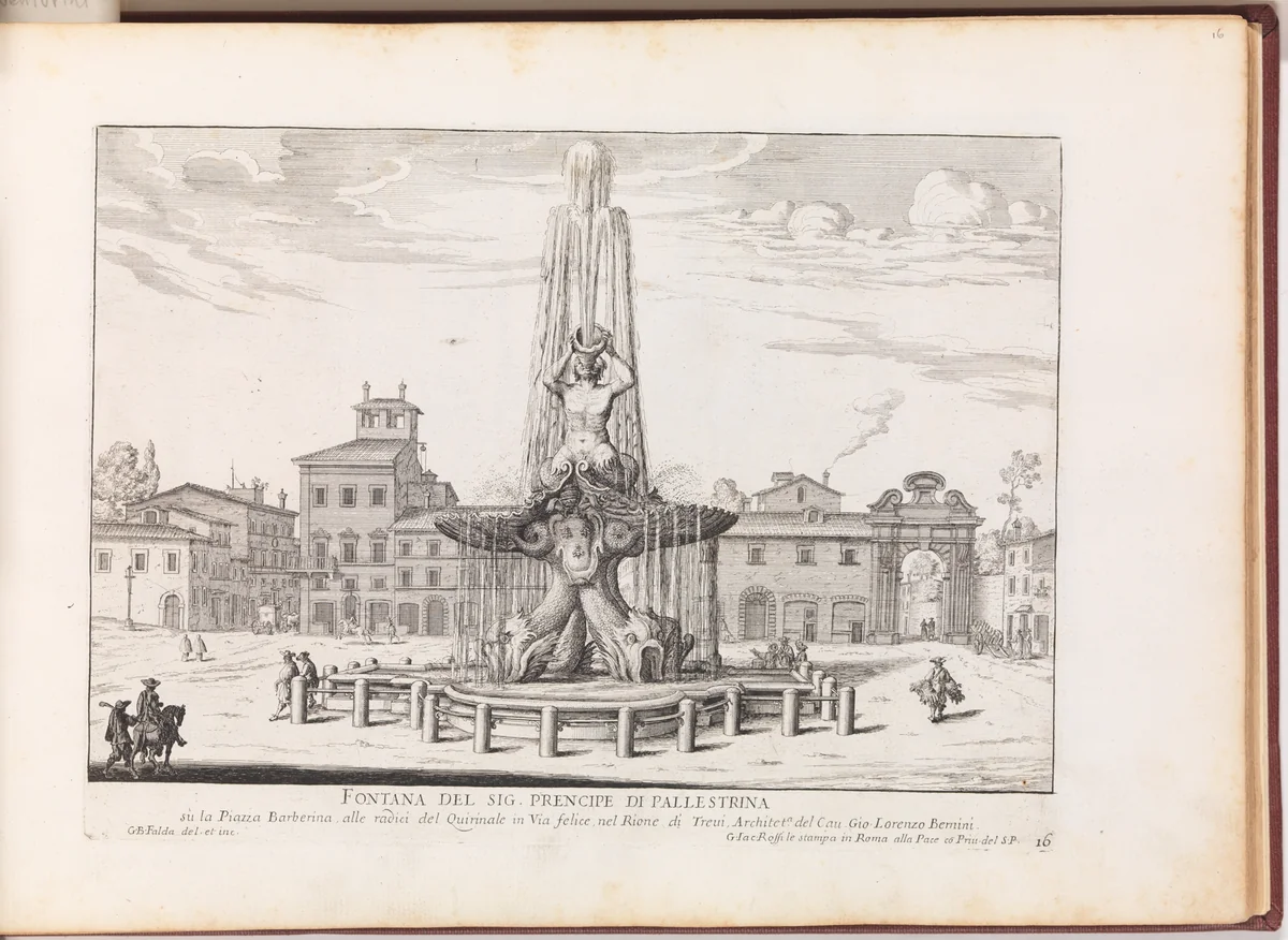 Fontana del Sig. Prencipe di Pallestrina (...). From 'La Fontane di Roma nelle Piazze e Luoghi Publici (...)'. by Giovanni Battista Falda, print, 1691