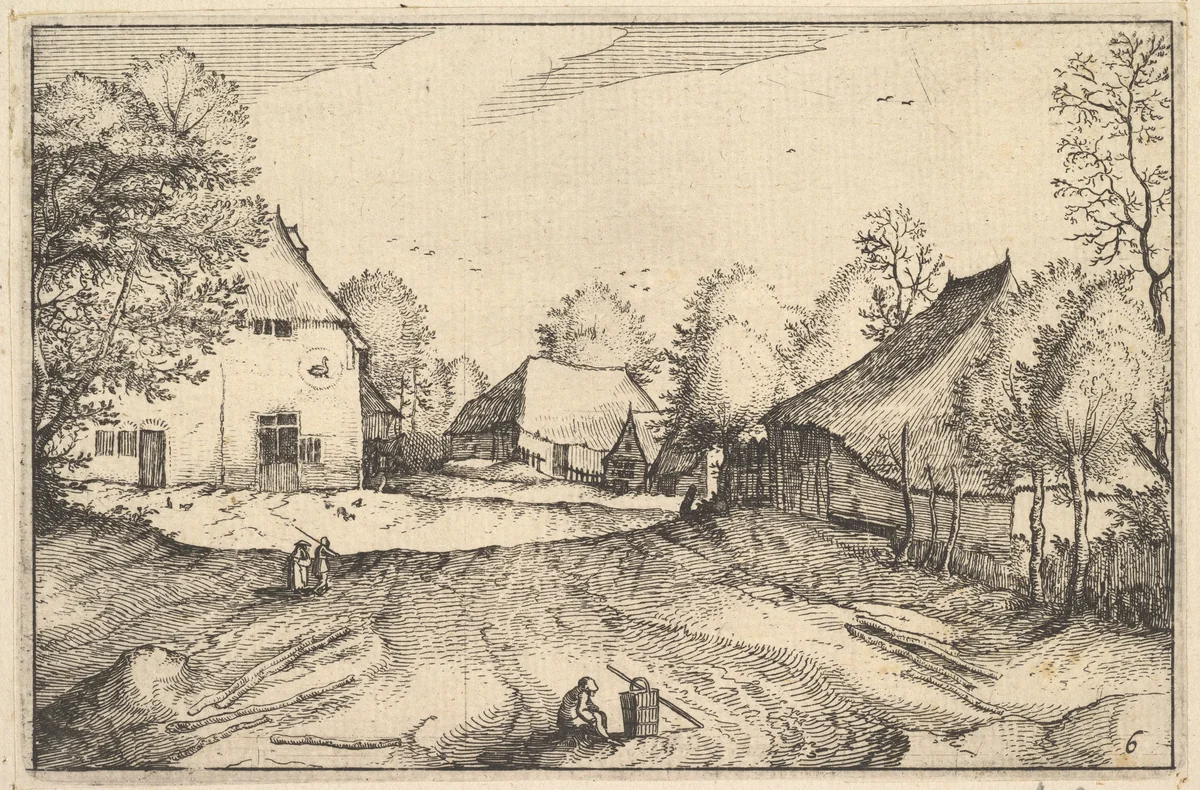 The Swan's Inn, plate 6 from "Regiunculae et Villae Aliquot Ducatus Brabantiae" by Claes Jansz Visscher, print, 1605-1615