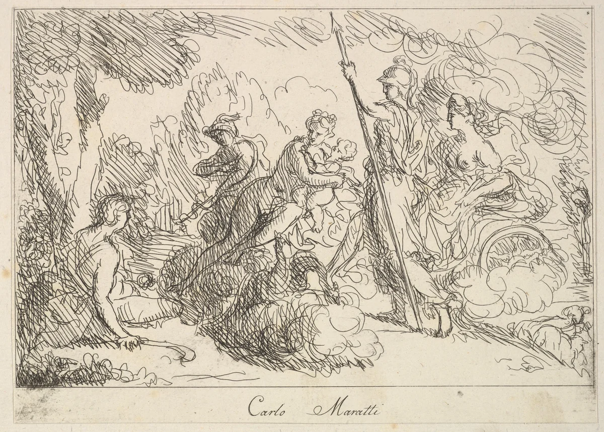 Gods and Goddesses in a Landscape by Giuseppe Canale, print, 1740-1802
