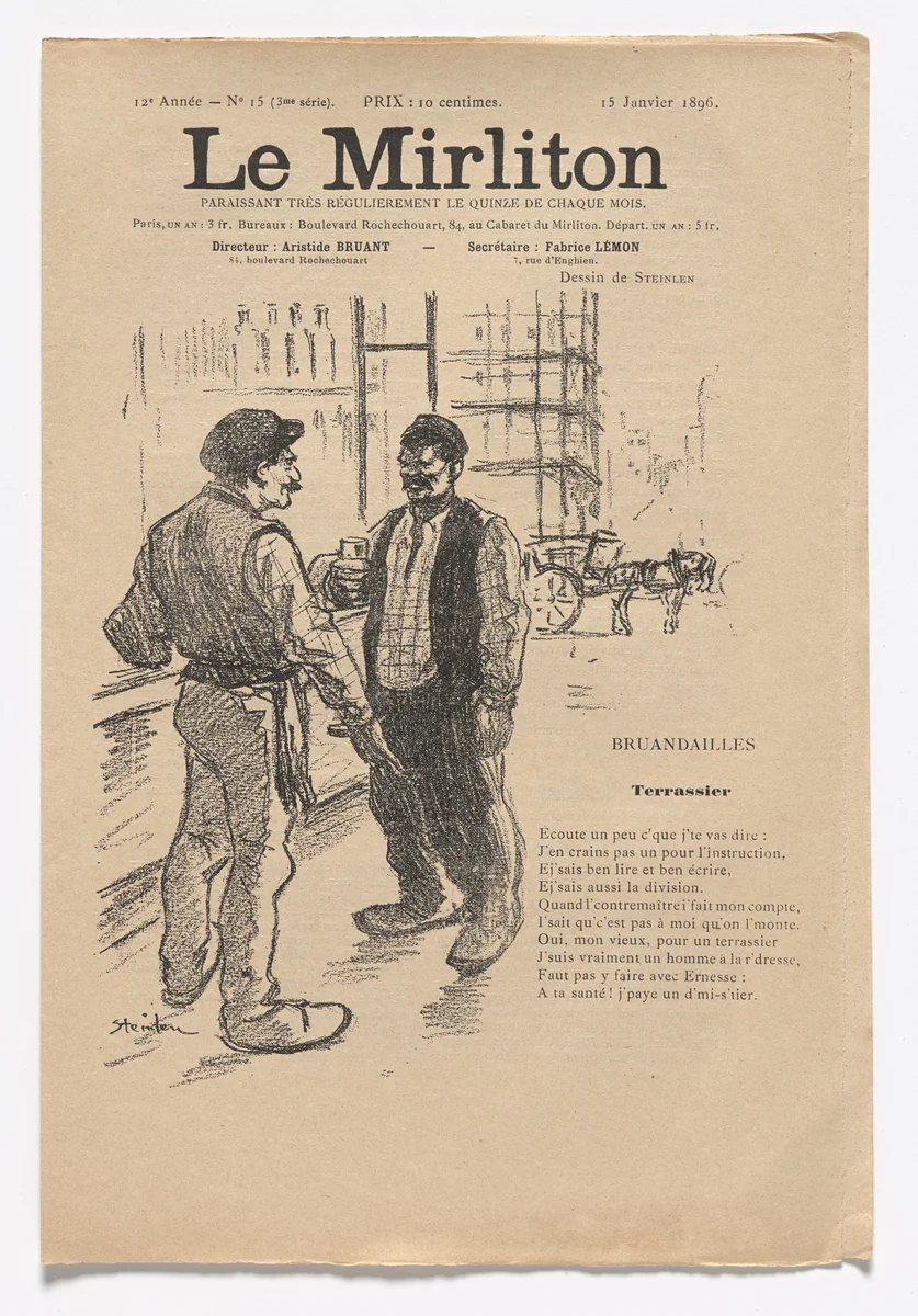 Le Mirliton, no. 15 by Théophile-Alexandre Steinlen, periodical, 1896