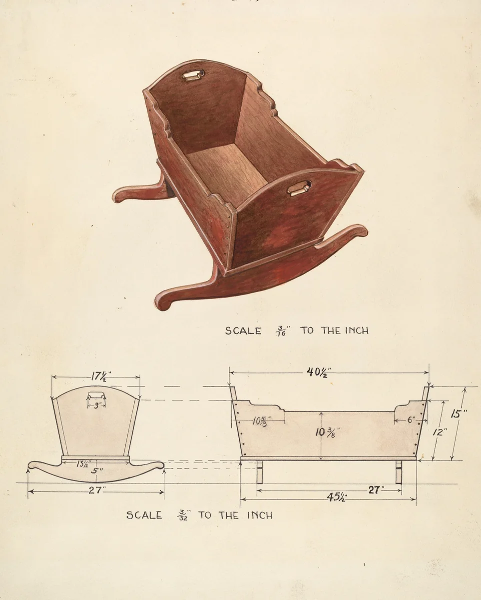 Bishop Hill: Cradle by Wellington Blewett, index of american design, 1936