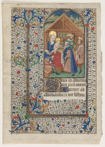 Leaf from a Book of Hours: Adoration of the Magi by Master of Thomas Hoo, manuscript, 1435-1455