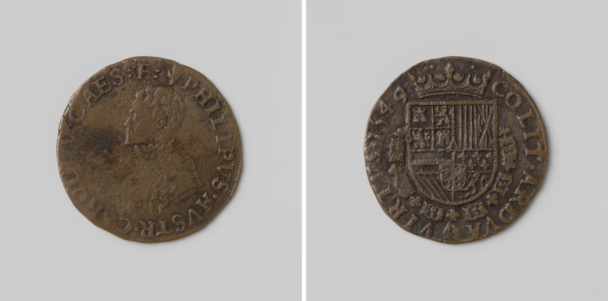 Filips, erfprins van Spanje, ingehuldigd als graaf van Holland by anonymous, metalwork, 1549