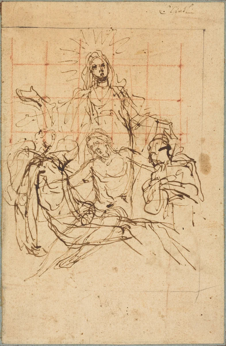 The Pietà (recto) by Ludovico Cardi, drawing, 1559-1613