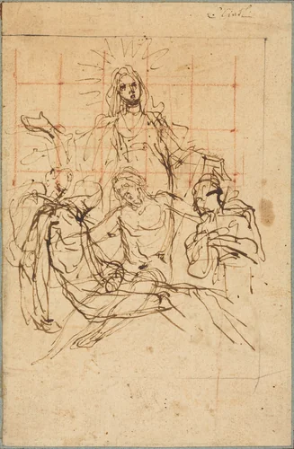 The Pietà (recto) by Ludovico Cardi, drawing, 1559-1613