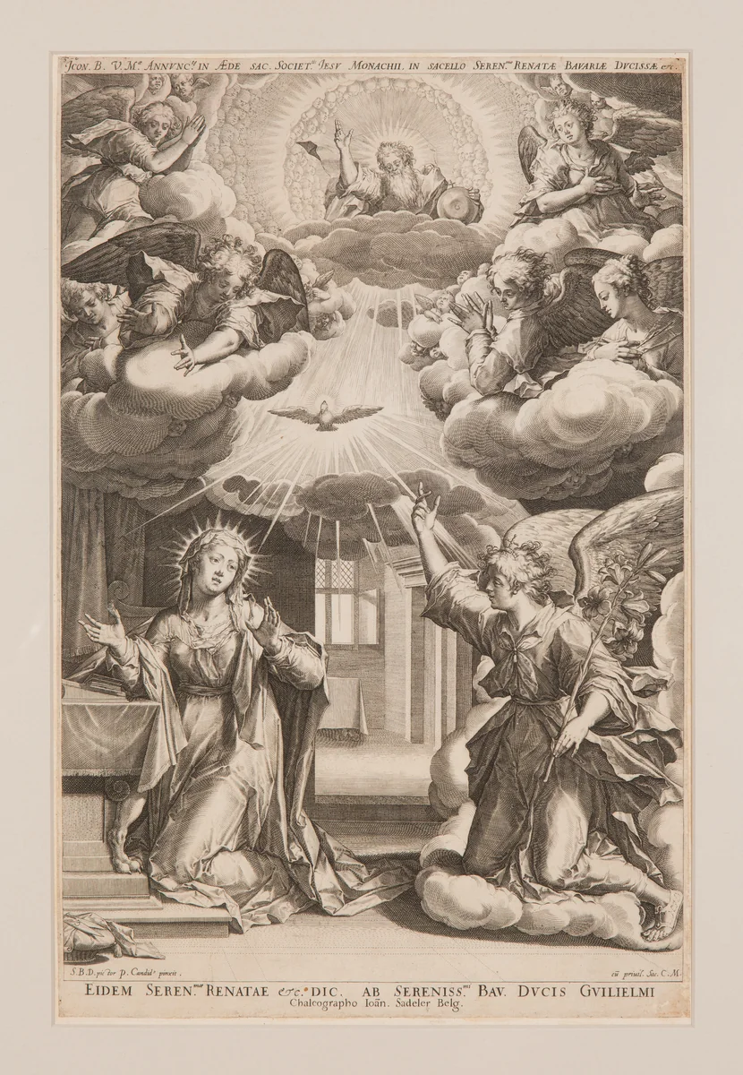 The Annunciation by Johann Sadeler I, print, 1587