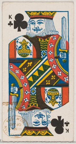 King of Clubs (black), from the Playing Cards series (N84) for Duke brand cigarettes by W. Duke, Sons & Co., print, 1888