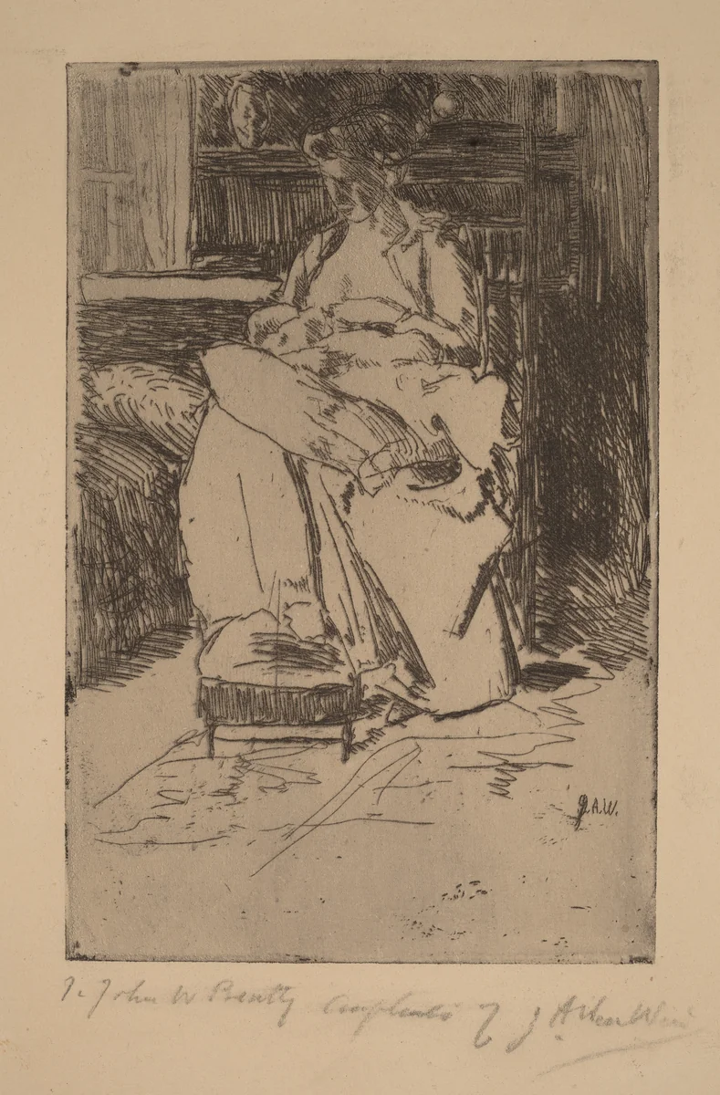 Mother and Child by Julian Alden Weir, print, 1852-1919