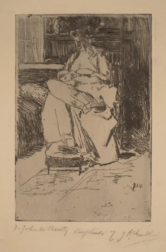 Mother and Child by Julian Alden Weir, print, 1852-1919