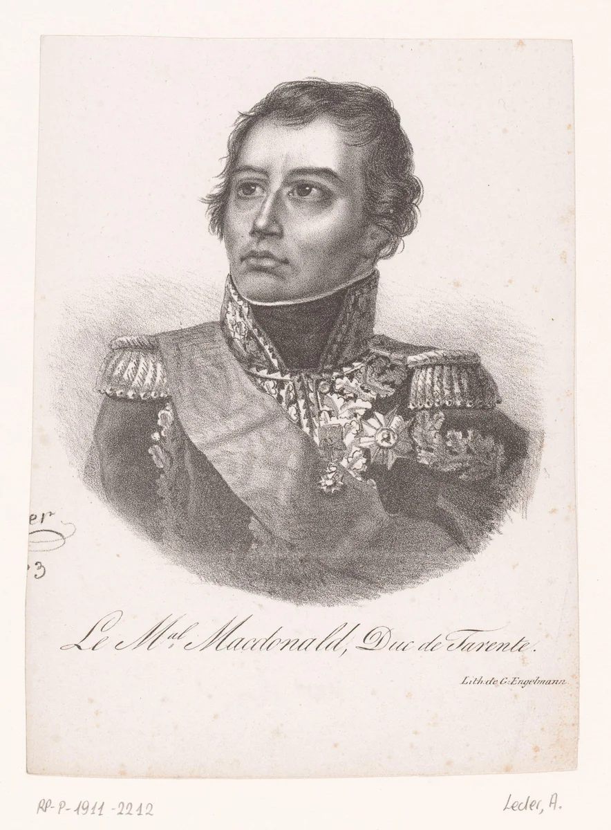 Portret van Étienne Macdonald by Auguste Toussaint Lecler, print, 1823