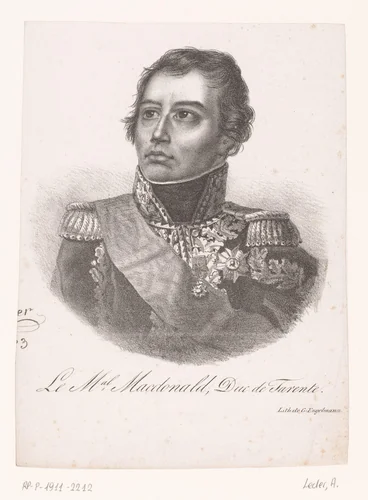 Portret van Étienne Macdonald by Auguste Toussaint Lecler, print, 1823