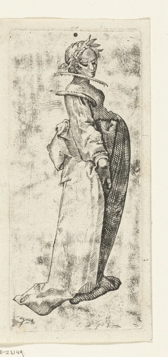 Vrouw met lauwerkrans by anonymous, print, 1600-1699