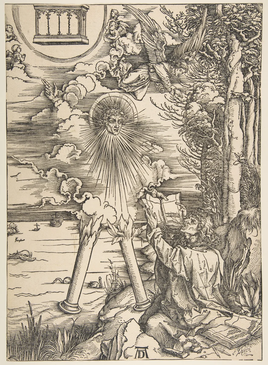 Saint John Swallowing the Book, from "The Apocalypse", Latin Edition by Albrecht Dürer, print, 1511