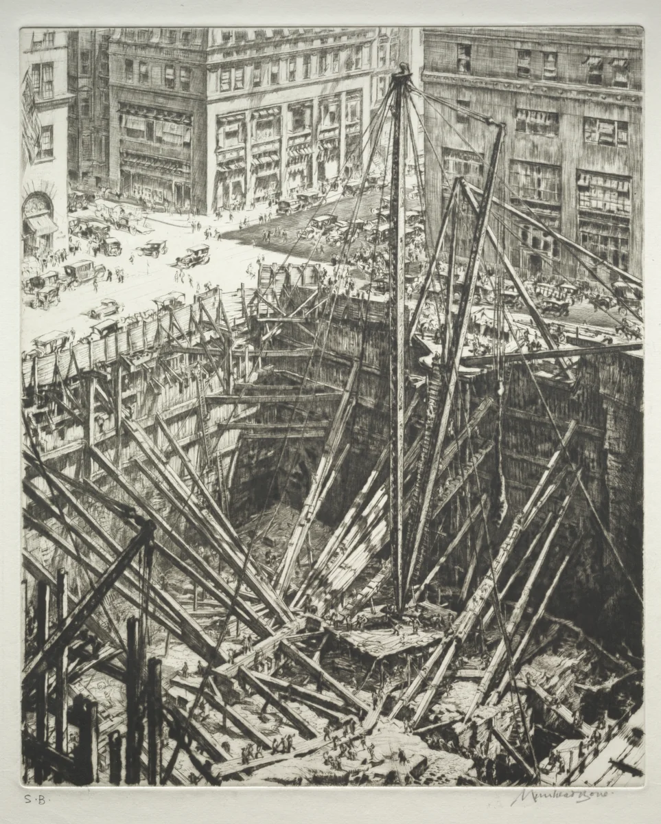 Manhattan Excavation by Muirhead Bone, print